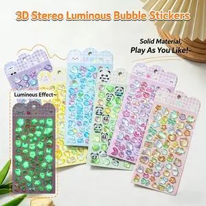 Glow in the Dark Cute Animal 3D Stickers (2PCS/6PCS) – 3D Soft Color Kawaii Decals for Phone Case, Journal, Planner & DIY Aesthetic Decor