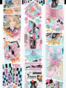 Cute theme 22 loops studio original design journaling PET stickers tape rolls