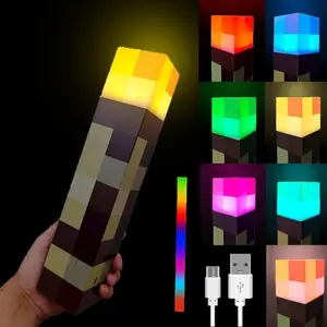 Upgraded Pixel Torch Night Light – USB LED Wall Lamp & Handheld Flashlight for Kids, Parties, and Creative Home Decor