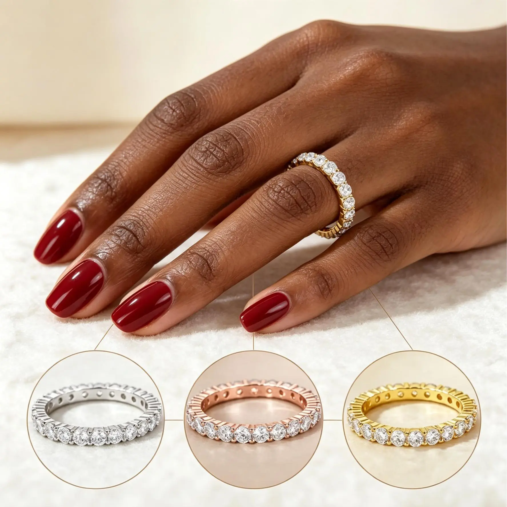 Women's Round AAAAA+ CZ Stackable Fashion Ring - Elegant Everyday Eternity Band, Layered Ring Stack Jewelry Gift, Elegant Everyday Ring