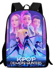 Cyberpunk Huntrix K-Pop Demon Hunters Print Backpack, Student School Bag, Casual Commute Laptop Shoulder Bag, Trendy and Stylish