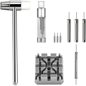 Watch Link Removal Kit,  Metal Watch Strap Link Removal, Sizing Kit with Pin Punches, Extra Pins, Hammer for Watch Band Strap Adjustment