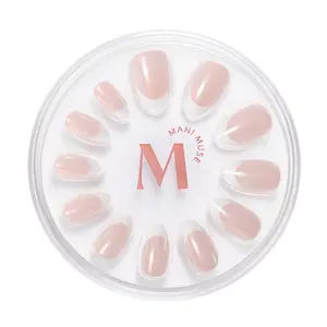 Mani Muse You Drive Me Glazy – Glazed French Short Almond Press-On Nails, Reusable Glue-On Set