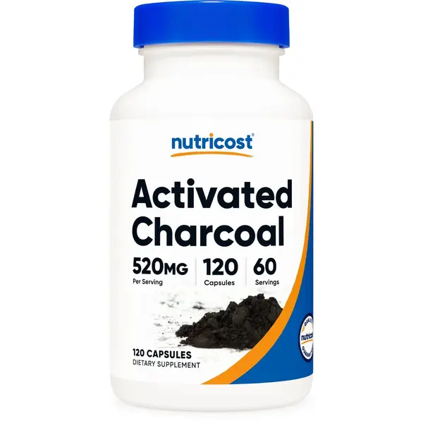 Nutricost Organic Coconut Shell Activated Charcoal Edible Gelatin Capsules - 120 Count, 520mg High-Quality Ingredients Supplement for Adults, Gluten-Free, Lactose-Free, Third Party Tested, FDA Registered Facility