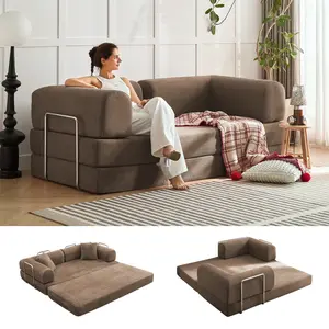 Convertible  Bed Corduroy Sleeper Foldable  Memory Foam Compressed  in a Box Vacuum Compression for  sectional Oversized Plush Chaise Lounge Cloud Sofa living room bedroom lounge boneless furniture couch bubble kingdom baratos multi-functional Set teddy
