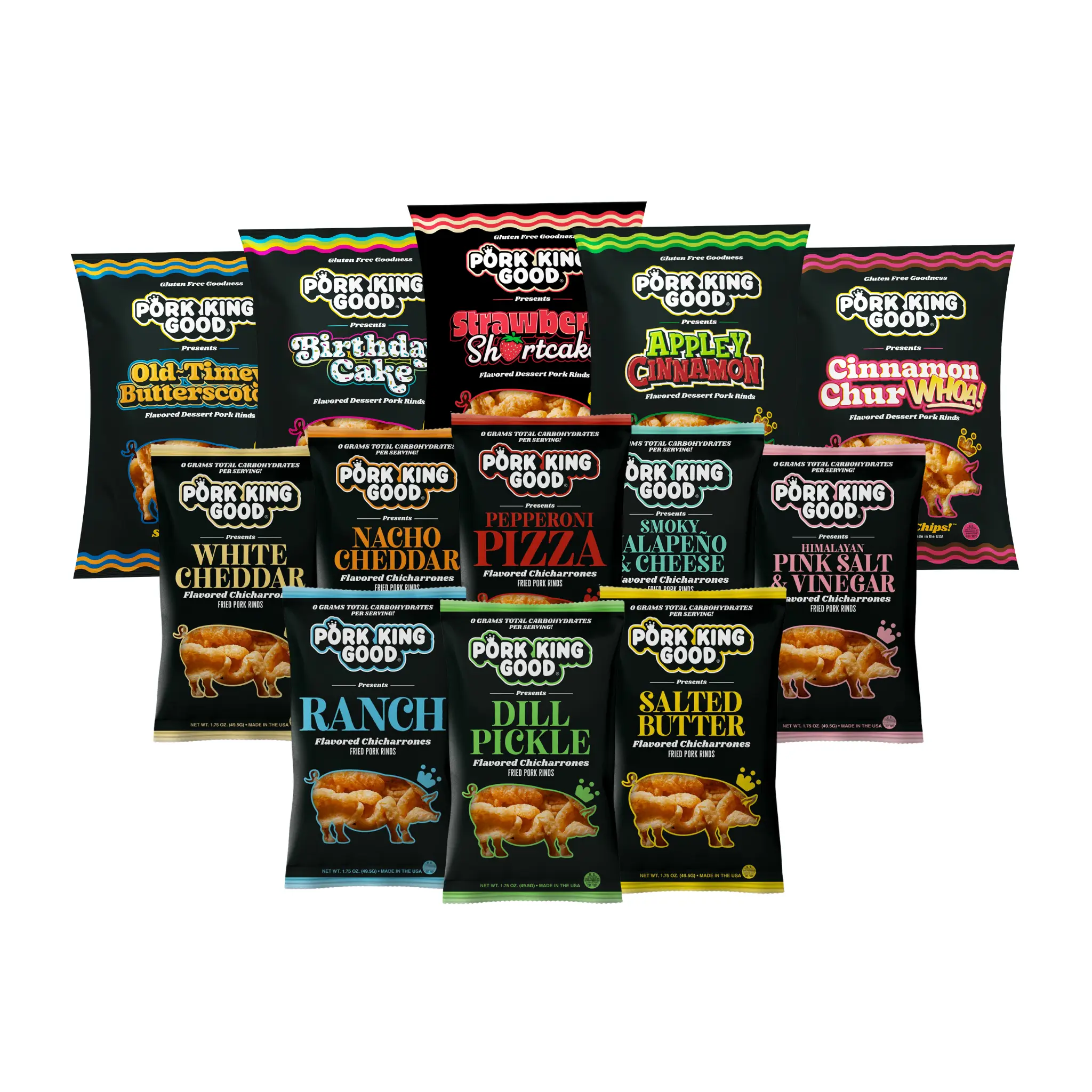 Go Pork Yourself Pack - Pork Rind Variety Pack! 13 Bags!
