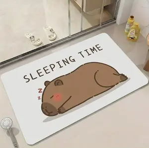 Modern Plush Diatomaceous Earth Bath Mat, Super Absorbent Quick Drying, Anti-Slip Soft, Cute Cartoon Animal Design, Hand Washable Durable, Customizable for Bathroom & Kitchen Floors