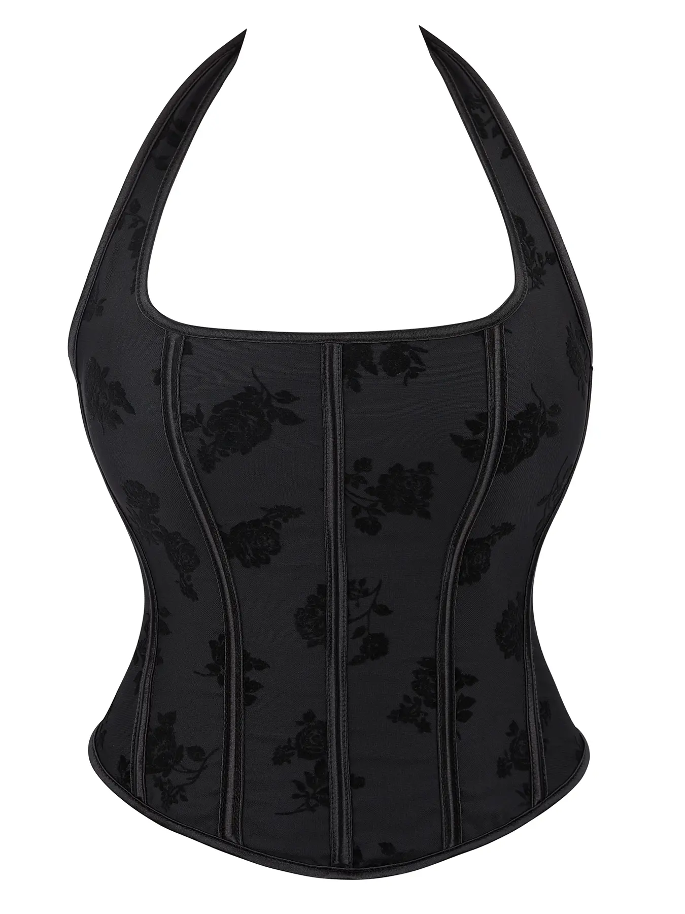 Women's Sexy Backless Halter Neck Corset Top, Floral Waist Cinching Shapewear, High Waist Shapewear, High Waist Sculpting, Tight Fit Design for Party and Daily Wear, High Waisted Shapers, Corset Cincher, Body Shaper