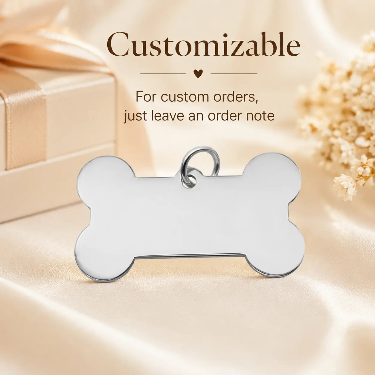 Custom Dog Bone Pendant Necklace, Personalized Engraved Pet Name Bone Charm, 4 Color Options Silver Gold Rose Gold Black, Pet Lover Jewelry Gift