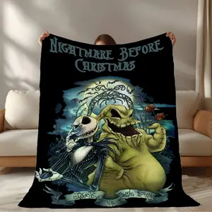 Jack and Oogie Boogie Skellington Blanket, Nightmare Before Christmas Scary Movie Blanket, Halloween Blanket for Bed, Home Living Room Decore, Halloween Gift, Halloween Blanket