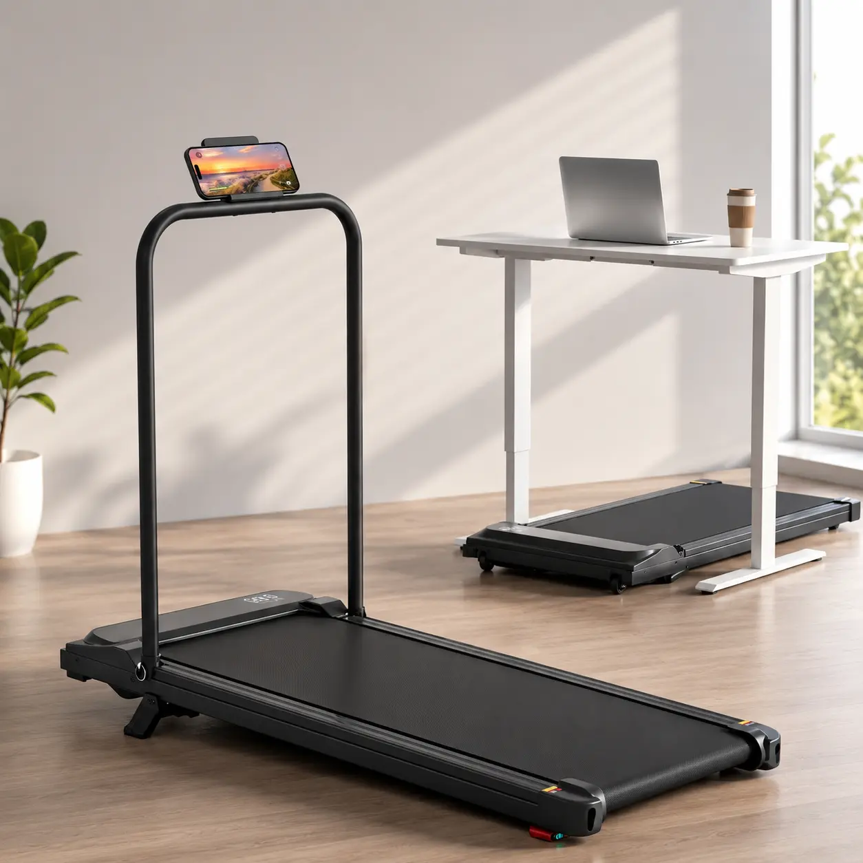 [2026 Upgraded]Under Desk Treadmill with Incline, 3.0HP Walking Pad with Foldable Handrail, 2 in 1 Folding Portable Treadmill for Home Office, 400lbs Capacity Quiet Underdesk Walking Machine