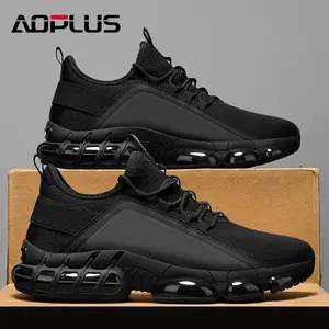 Summer men's new fly-ribbed breathable sports shoes, comfortable air-cushioned men's shoes, anti-slip rubber sole fitness and exercise shoes, suitable for all seasons' casual wear