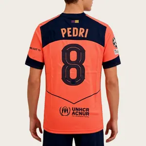 2526 Third Away No.8 Pedri Orange Short Sleeved Retro Soccer Football Jersey