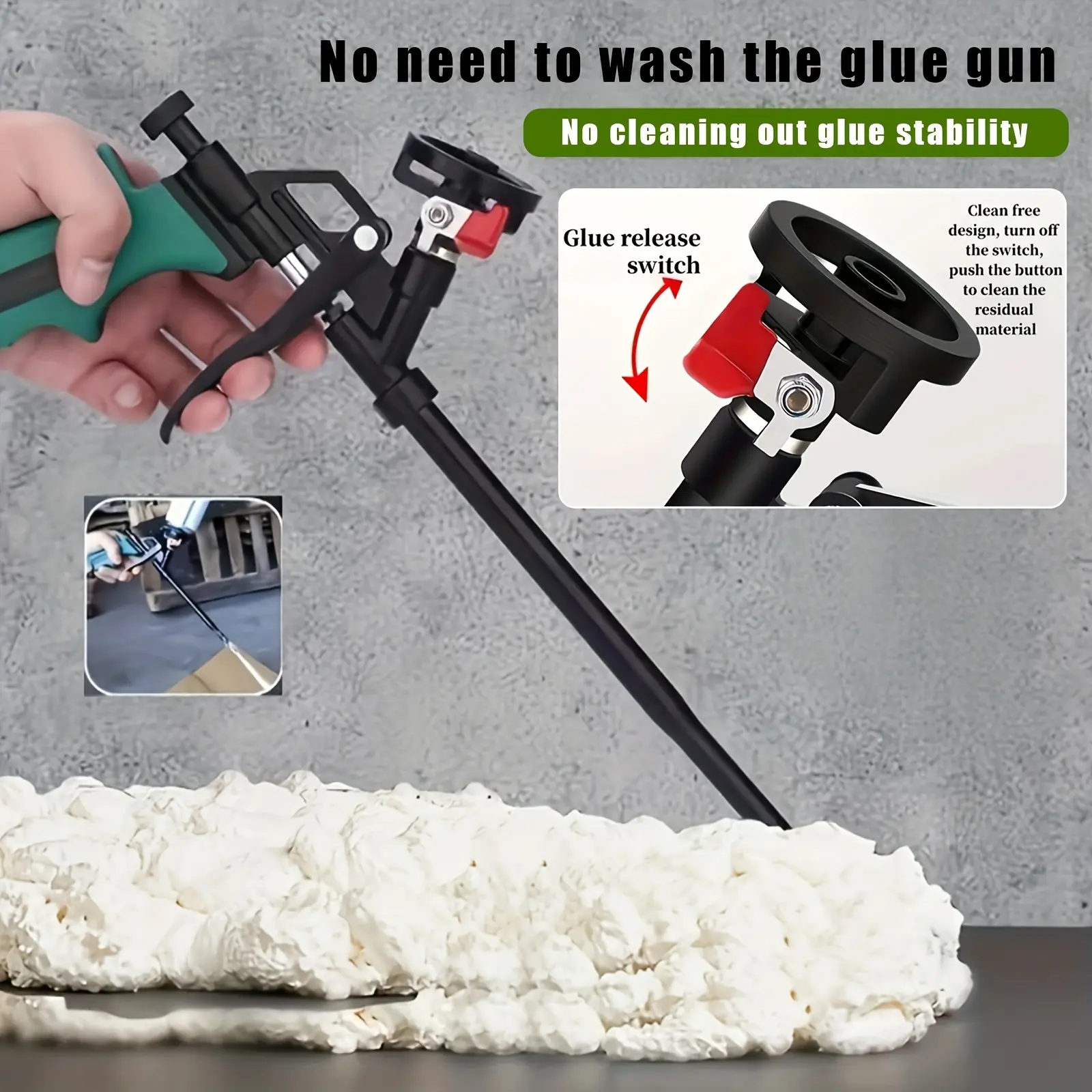 1pc Professional All-Golden Solid Metal Foam Bottle Sealant Gun - Clean Free Design, Glue Release Switch, Smooth Dispensing for AC Units, Doors, Windows, Stable Glue Retention, Insulation Filling, Construction Tool, Foam Dispenser