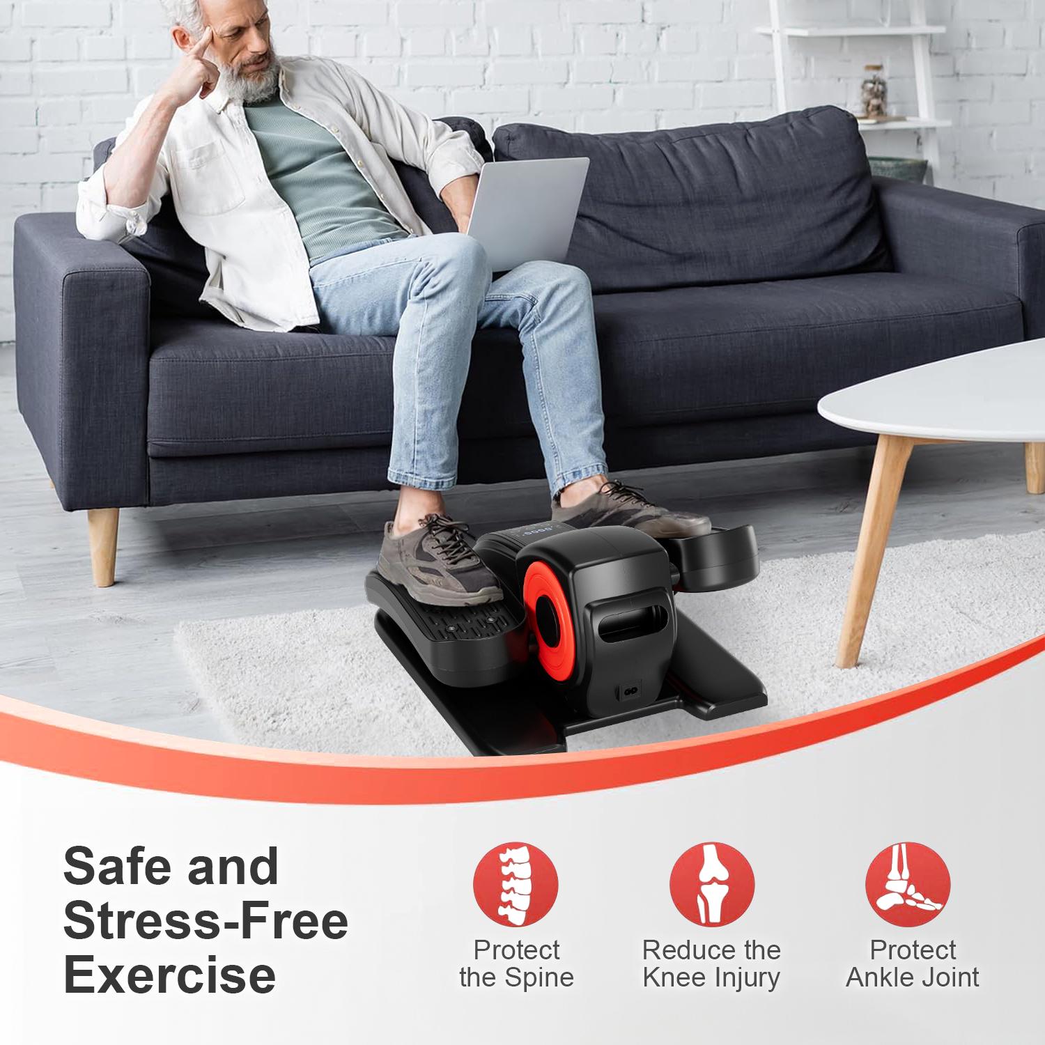 Under Desk Elliptical Trainer, Whisper-Quiet Seated Leg Exerciser for Home Office, Compact Pedal Machine for Seniors & Mobility Support, Adjustable Resistance & LCD Monitor