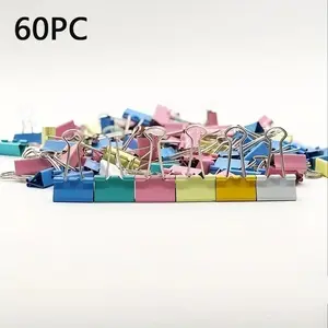 60-Piece Assorted Color Long Tail Clips File Folders, Ideal for Office Supplies, Stationery & Exam Book Holders, Durable Paper Organizer