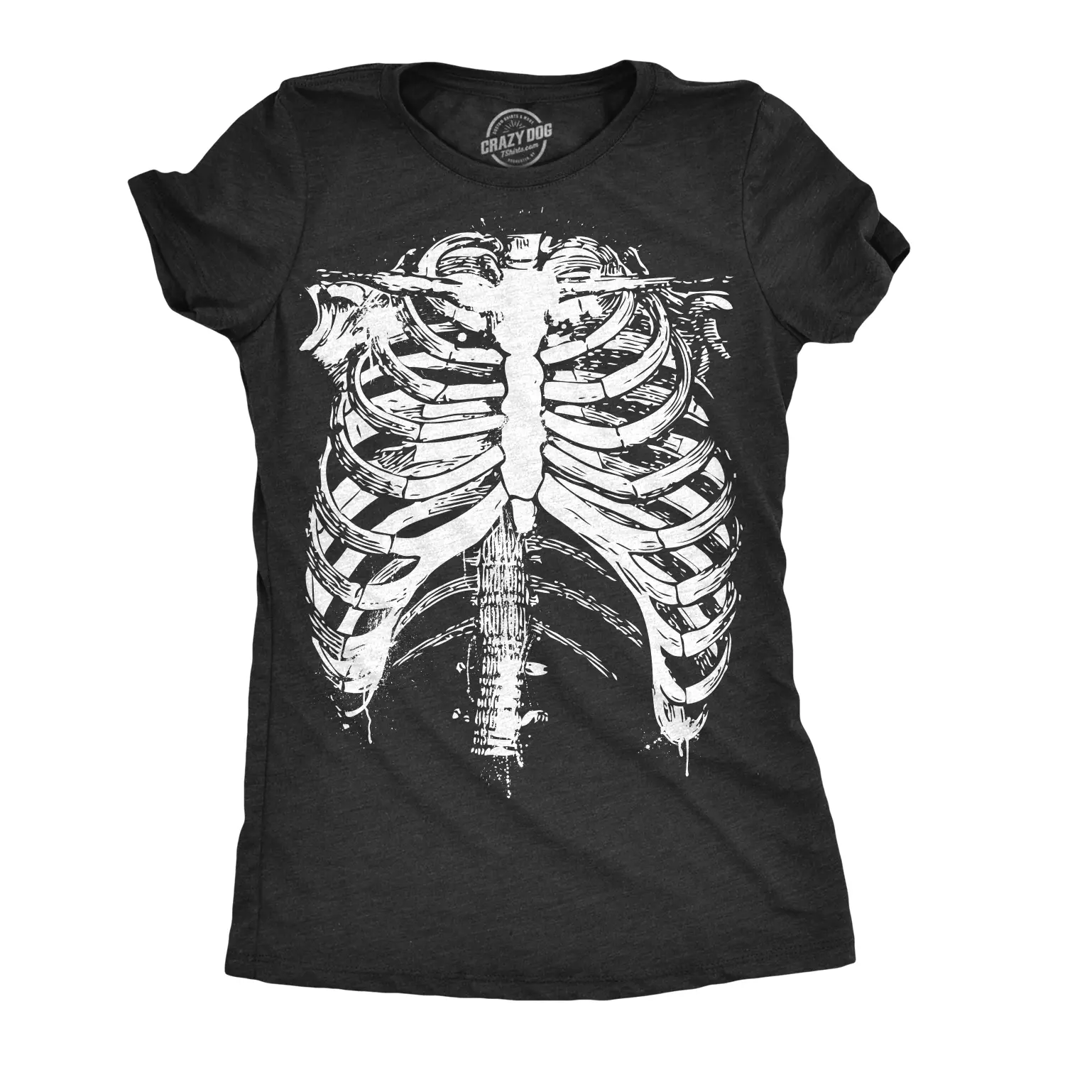 Womens Splattered Rib Cage T Shirt Cool Skeleton Halloween Costume Tee for Ladies Funny Womens T Shirts Cute Vintage Fashion Casual Ladies T-Shirt Gift Halloween Tops for Women Women's Novelty Tees Black -