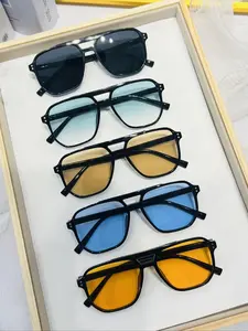 Unisex Fashionable All-match Tinted Lens Aviator Sunglasses, Trendy Casual Sunglasses for Everyday Use, Fashion Accessories for Outdoor Activities, Aviator Shades