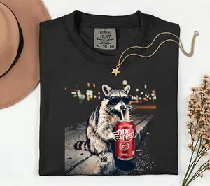 [ Sale Up To 45%] Comfort Colors Cool Raccoon Graphic Tee, Fun Animal Lover Shirt, Vintage Raccoons Dr Pepperr shirt