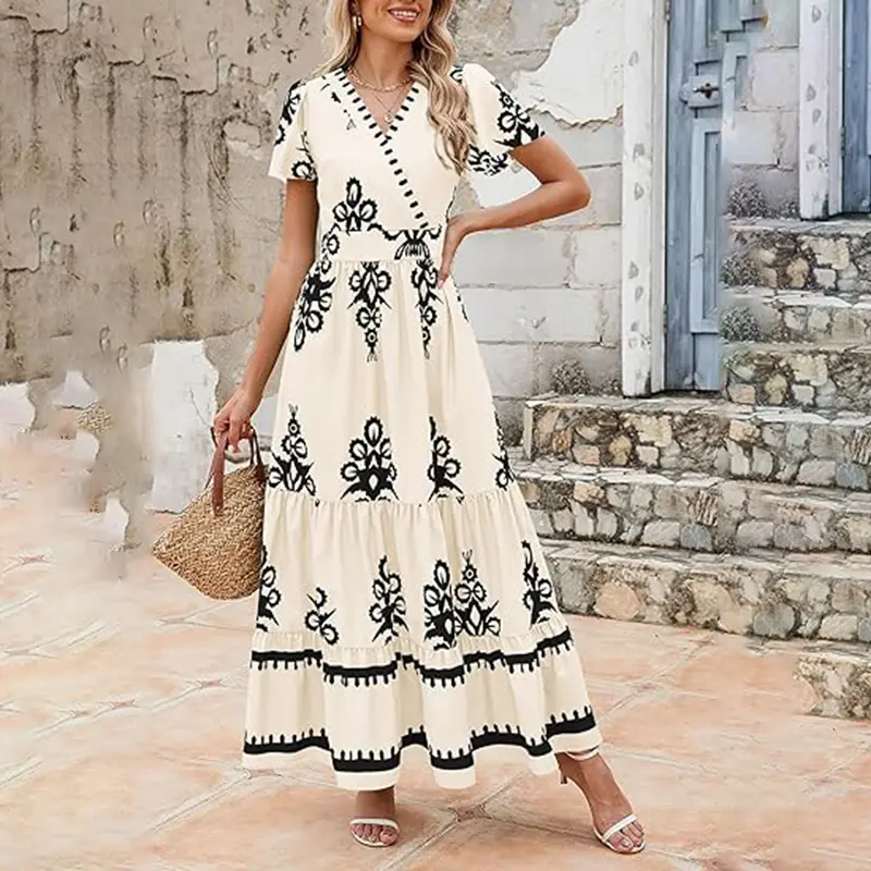 Womens Summer Casual V Neck Boho Maxi Dress Flowy Aline Bell Sleeve Tiered Floral Dresses With Pocket# Douyin Recommends For You# Douyin Made Me Buy It# Food Videos# Home Supplies# Trending Videos# Obsessed.# Economy# Black Friday# Must-Have For