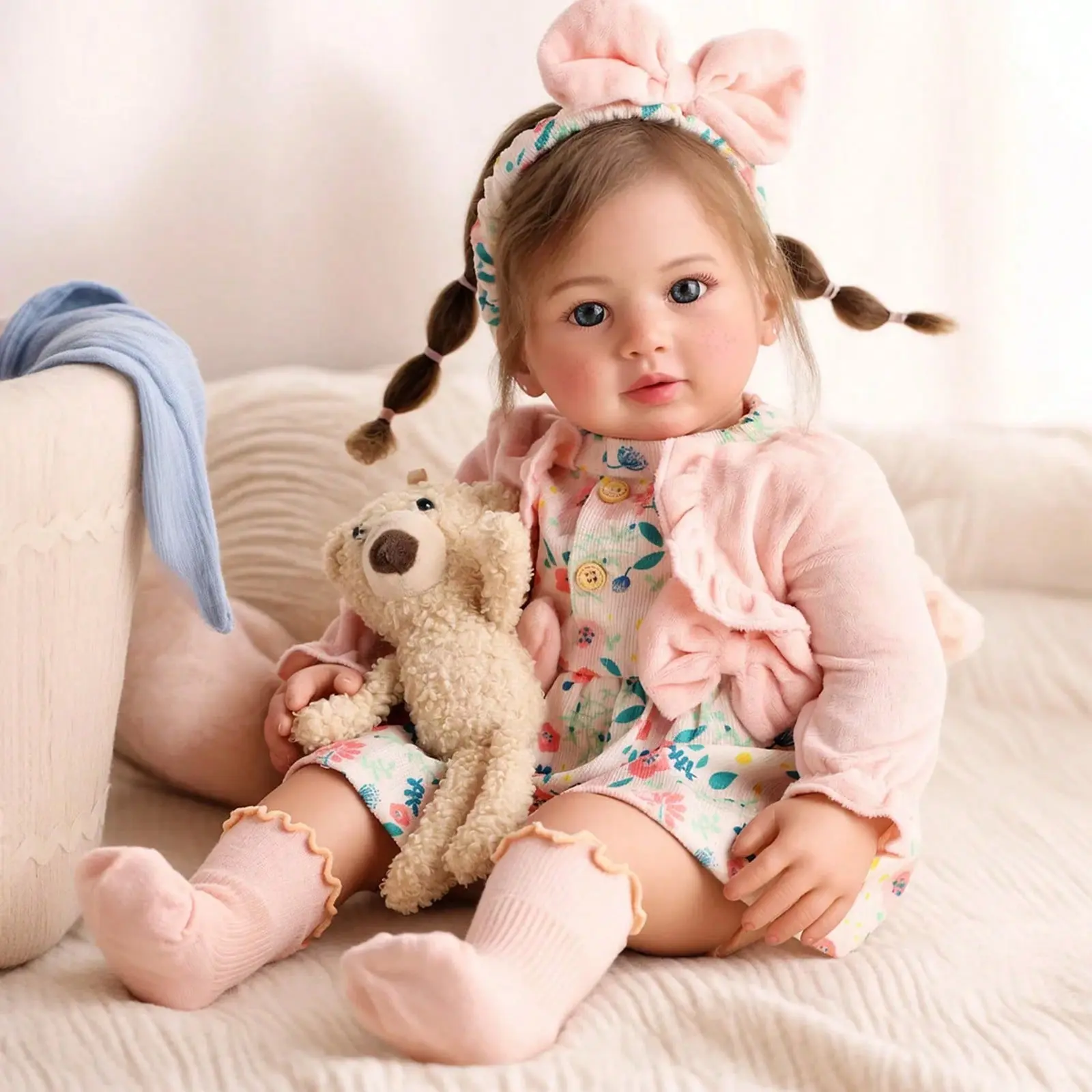 BABESIDE 20 Inch Lifelike Reborn Baby Girl Doll With Freckles – Realistic Newborn, Soft Vinyl & Cloth Body, Toy Accessories & Gift Box – Perfect For Kids Age 3+ Pretend Play & Gifts, Reborn Baby Doll, Realistic Newborn Dolls