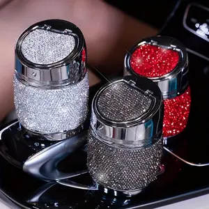 1pc Car Ashtray, Multifunctional Decoration, Creative Rhinestone Ashtray For Women