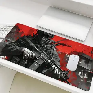Tactical Soldier Pattern Mouse Pad, Rectangle Gaming Mouse Pad, Non-Slip Rubber Base Stitched Edge Desk Pad for Home Office Game Room, Universal Mouse Pad, Non Slip Mousepad