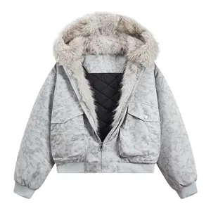 Fashion Winter Puffer Bomber Jacket, Windproof Cropped Jackets Layering Piece for Winter Outfit Ideas Casual Streetwear Work Commute