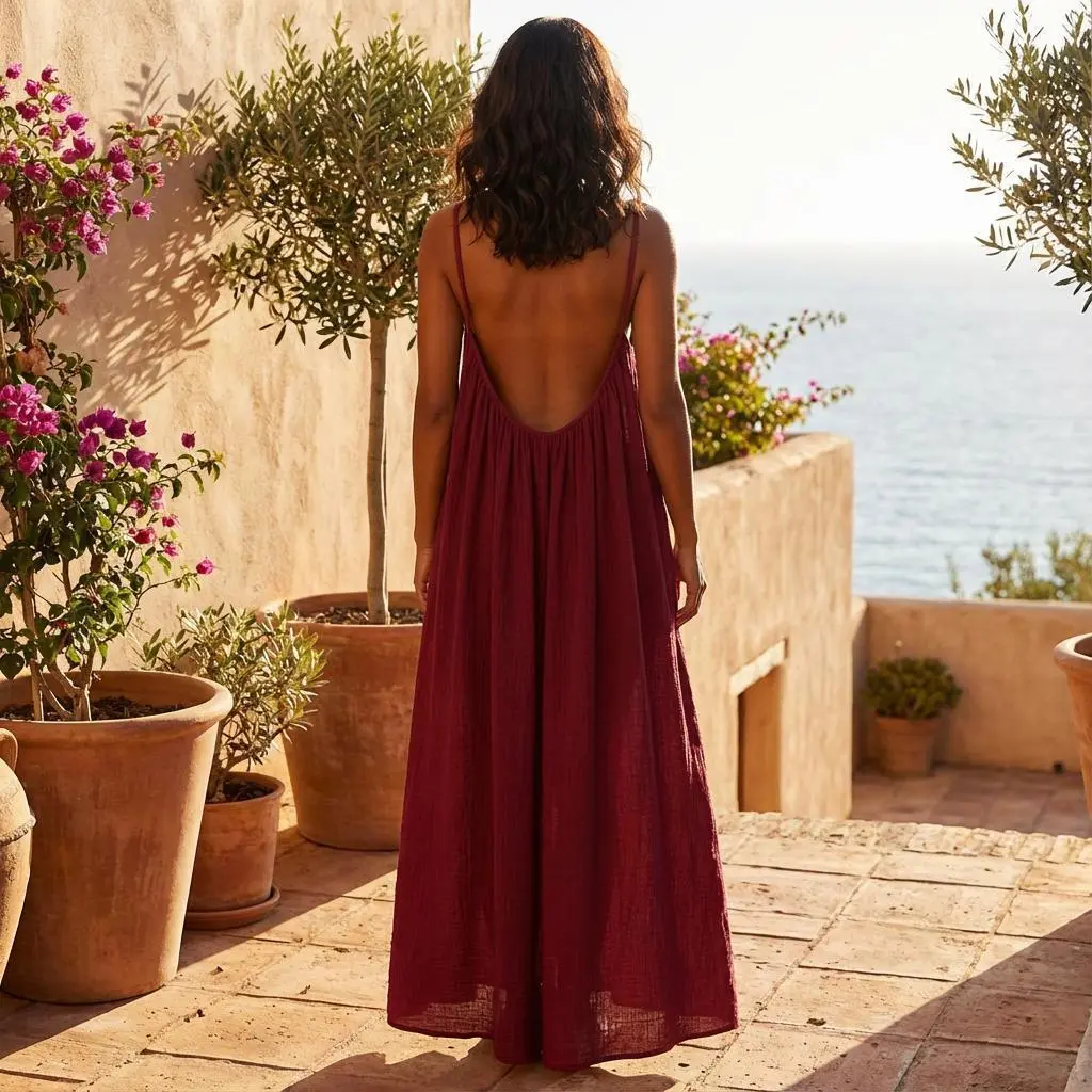 WOMEN'S solid color Cami lounge dress elegant sleepveless long dress for summer ladies sleepwear for indoor wear
