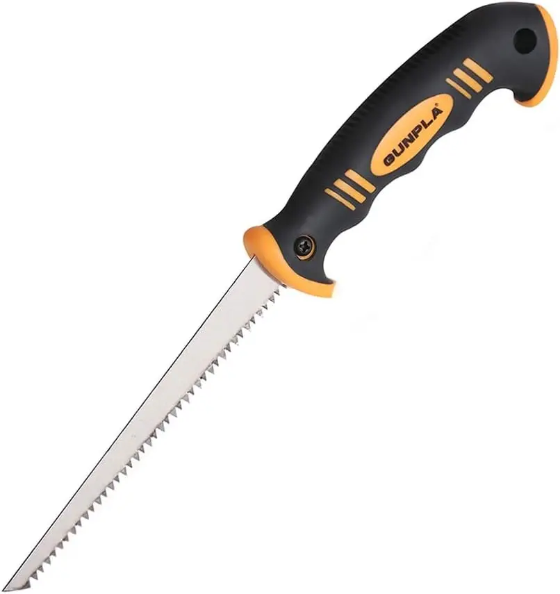 Gunpla 6-in Heavy-Duty Drywall Jab Saw, High-Quality Steel Blade Hand Tool, Sharp Cutting for Plasterboard Wallboard, Ergonomic Soft-Grip Comfortable Handle for Precision, Hardware Tool for Farmers