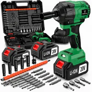 Green 20V Cordless Impact Wrench Kit, 800N.m Max Torque, Brushless Motor,Battery + Accessories + Hard Case, for Auto Repair & Tire Changing  High Torque, Full Accessory Set with Storage Case, Heavy Duty Power Tool w heavy-duty