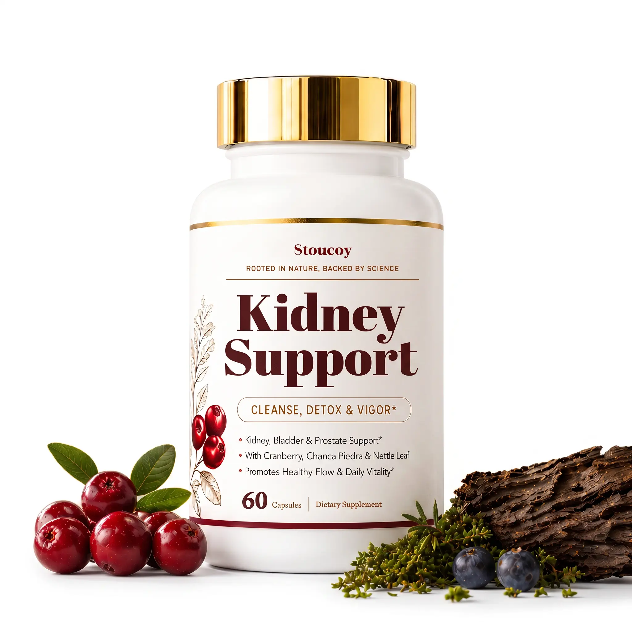 Stoucoy Advanced Kidney Support Supplement for Detox & Cleanse with Cranberry Extract, Uva Ursi, Stinging Nettle & Astragalus - Urinary Tract & Bladder Support - 60 Capsules