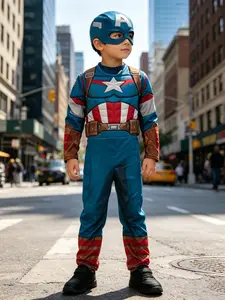 Boys' Luxury Pectoral Costume Set, Blue Digital Print Long Sleeve Sweatshirt & Pants, Halloween Party, Includes Headband, All Seasons Wear, Cosplay
