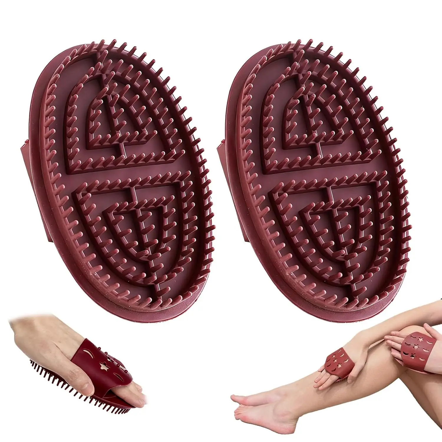 3 meridian massage brushes, abdominal meridian massage brush, customized meridian massage brush for beauty salon, full body SPA relaxation massager, acupoint massage for meridian dredging, scalp massage (brown version)