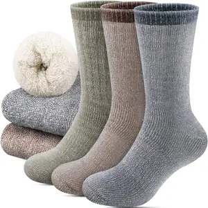 3Pairs Wool Hiking Socks Mens Thick Thermal Warm Crew Winter Boot Socks Hunting Camping (Size 6-13) - Home Improvement.