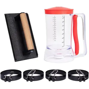 6- Griddle Breakfast Kit for  - Complete Set of Griddle Accessories Including Pancake Batter Dispenser, Bacon Press, and Egg Rings