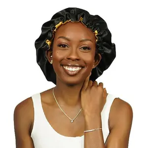 Royalty Satin Reversible Bonnet - Black and Gold Haircare Bonnet for Chic Versatile Use