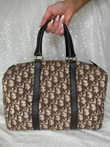 Pre-owned Dior Canvas Tote Bags Vintage Brown Boston Bag