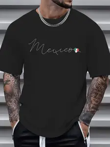100% Cotton Cotton México Simple Love Mexican Flag Heart On Mexico T-Shirt, Men's Women's Shirt Top