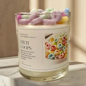 Doolations Fruit Loops Luxury Bakery Candle 8oz Scented Decor Ornament for Home Aroma Set