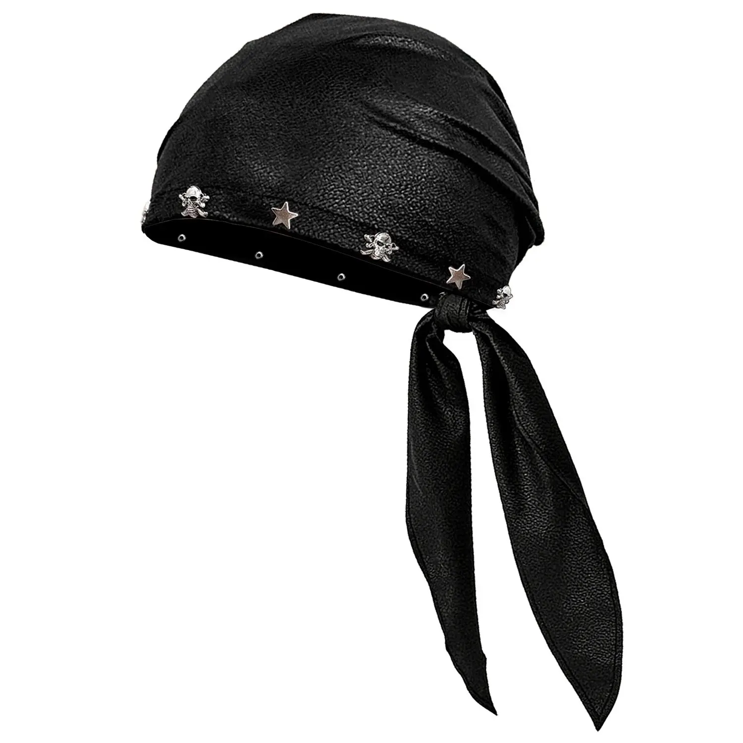Women's Punk Rock Bold Style Skull Stars Novelty Cap - Black Hat, Biker Head Cover, Riding Headwear, Fashion Accessory Hats