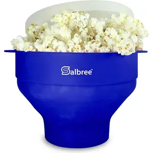 The Original Collapsible Silicone Microwave Popcorn Popper Maker Machine, Microwavable Bowl Holds 16 Cups, Uses Hot Air and Oil Always Optional - The Most Colors Available (Blue)