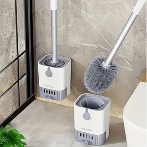 1 set of toilet brush and holder cover, wall-mounted long-handled toilet brush and holder, flexible toilet brush, cleans without dead corners, bathroom brush, hotel cleaning supplies set