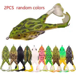 2 Piece Set Realistic Frog Fishing Lure, Reinforced Treble Hooks, Rotating Fins, Ideal for Anglers, Perfect for Bass Fishing, Fishing Lures Set
