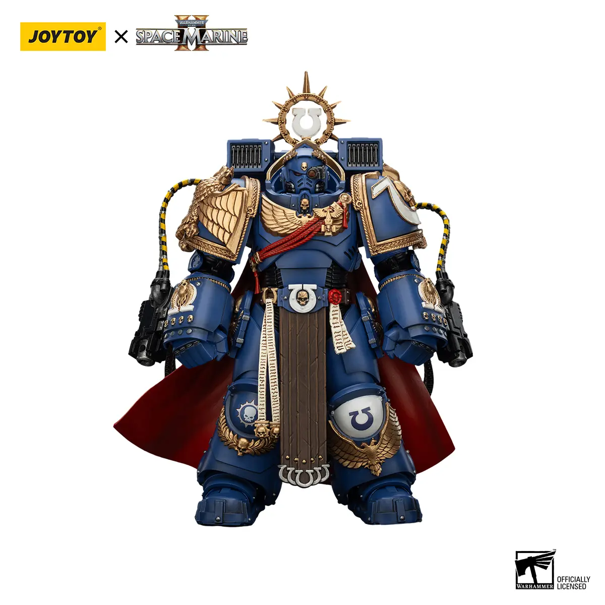 JOYTOY Warhammer 40,000 1/18 Hyper-Realistic Humanoid Spacemarine Action Figure, Ultramarines Chapter Master Marneus Calgar with MKX Gravis Armour & Gauntlets of Ultramar, Minifigures Action Figures JT01338