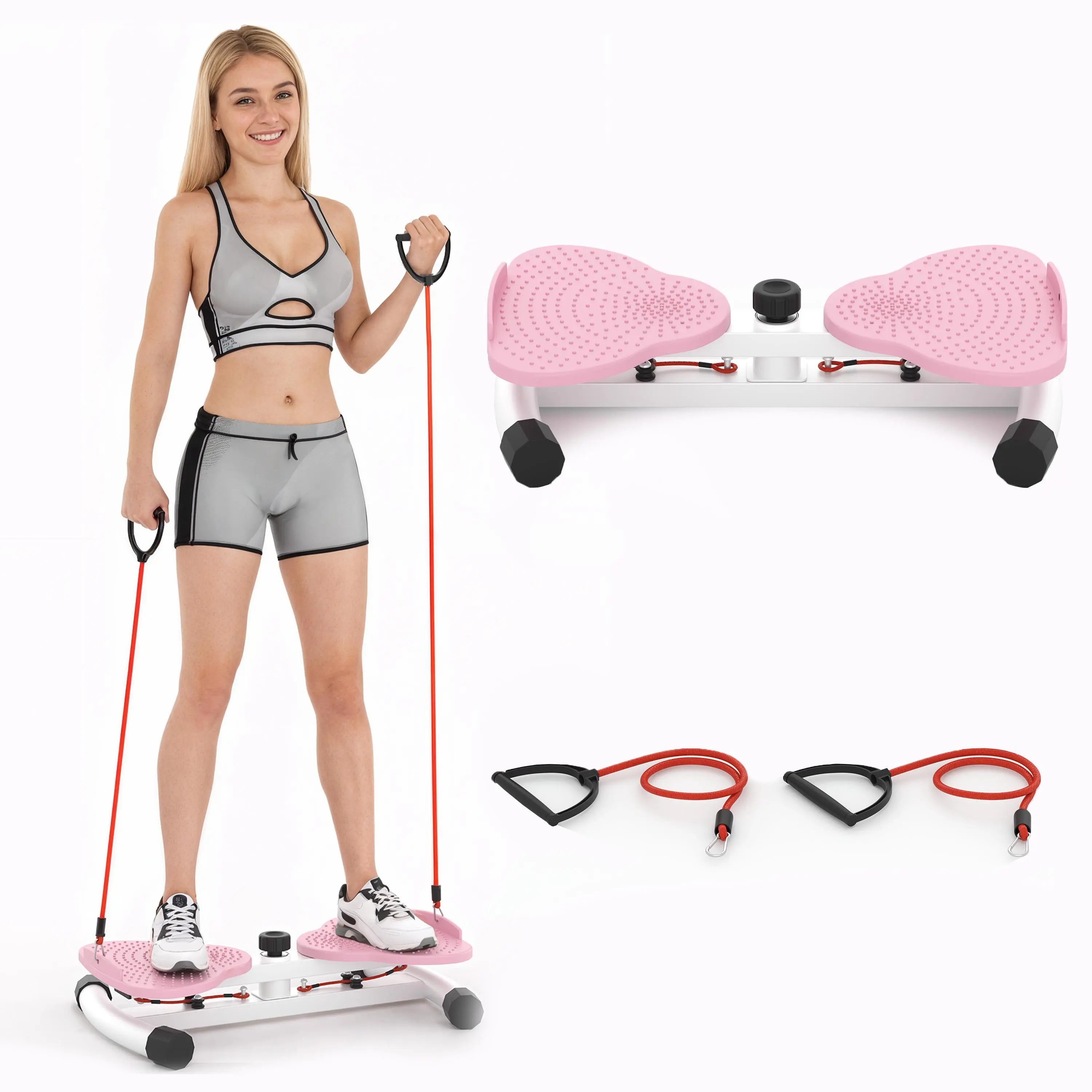 Waist Twisting Machine for Women Ab Twister Board Suitable for Family Fitness With 2 Resistance Bands 300LBS Whole Body Exercise Home Gym Equipment