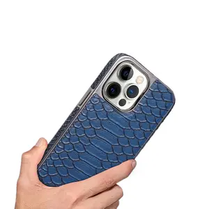 Luxury Snake Pattern iPhone Cover for 16/15/14/13/12 Pro Max, Electroplated Frame Premium Vegan Faux Leather Slim Case, Elegant Classic Design with Full Shockproof Protection