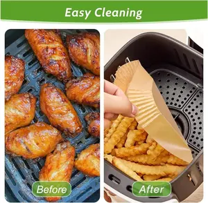 Air Fryer Paper Liners (20-Pack) - 8-Inch Square Extra-Thick Disposable Baking Paper, Compatible with 3-6 Qt Air Fryer Models