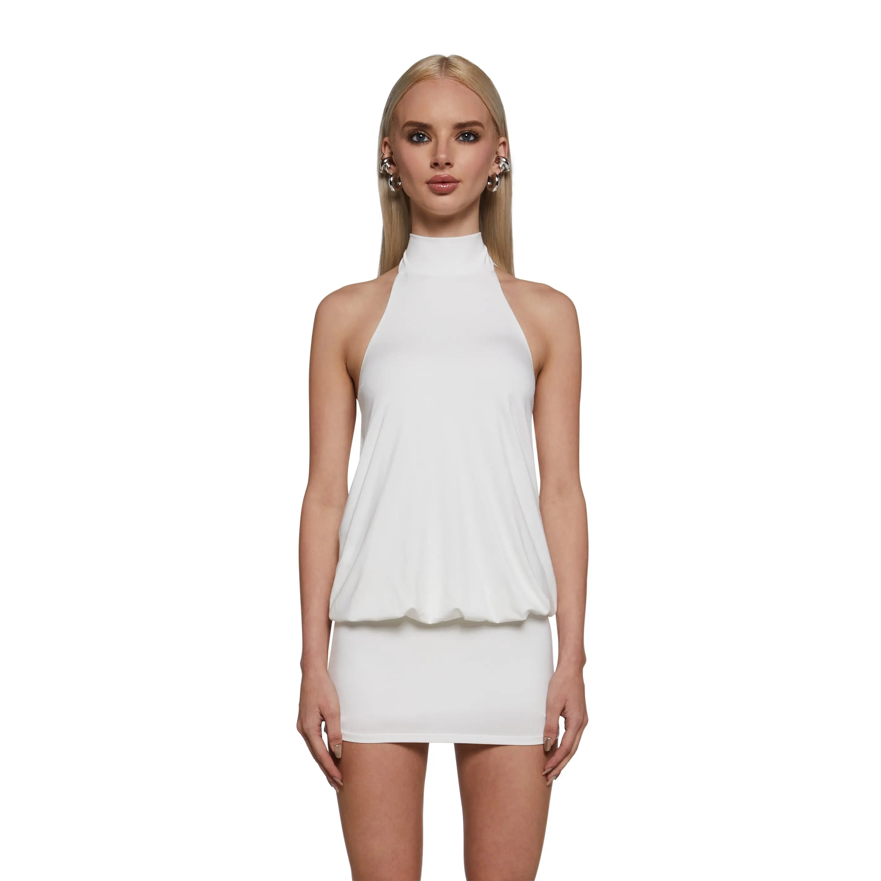 Club Moves Halter Dress - White