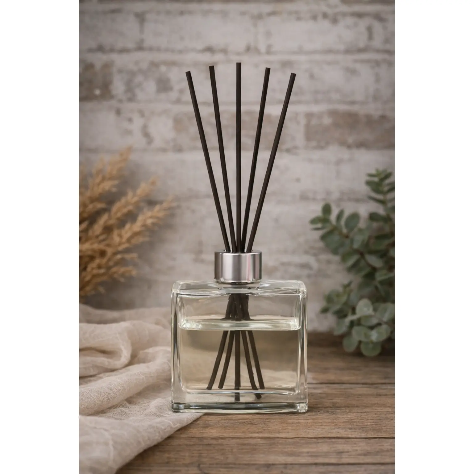 Basic Eco-Friendly Scented Reed Diffuser Glass Bottle - Tropical Citrus Fruits, Mountain Air Scent, 4oz, 3-4 Months Long-Lasting Aroma, Hotel Scents, Aromatherapy Oil, Daily Home Care Room Freshener (Glasses Included)